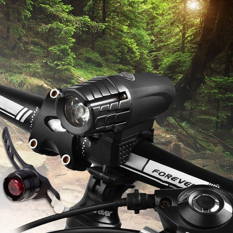 Svetlo na bicykel s USB nabíjaním + červená zadná lampa