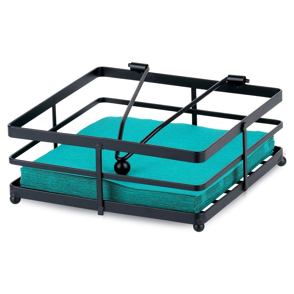 kovový stojan na servítky Misty 18 × 18 cm, čierny