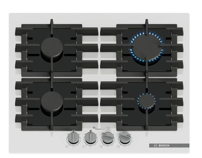 Sklenená plynová varná doska Bosch FlameSelect