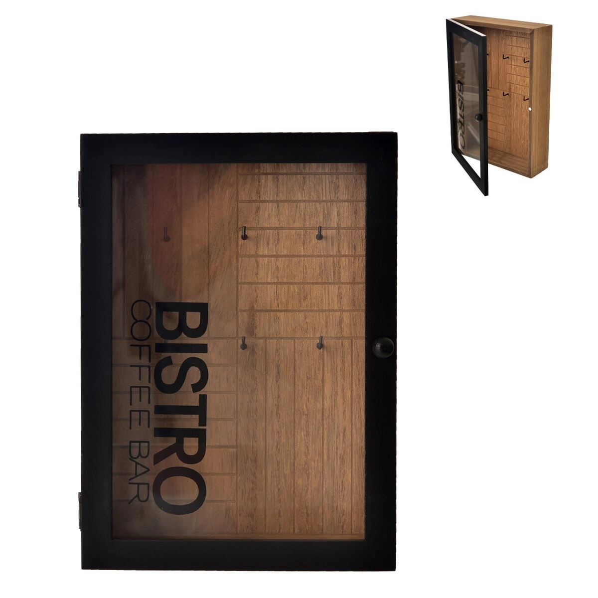 E-shop Drevená skrinka na kľúče Bistro hnedá