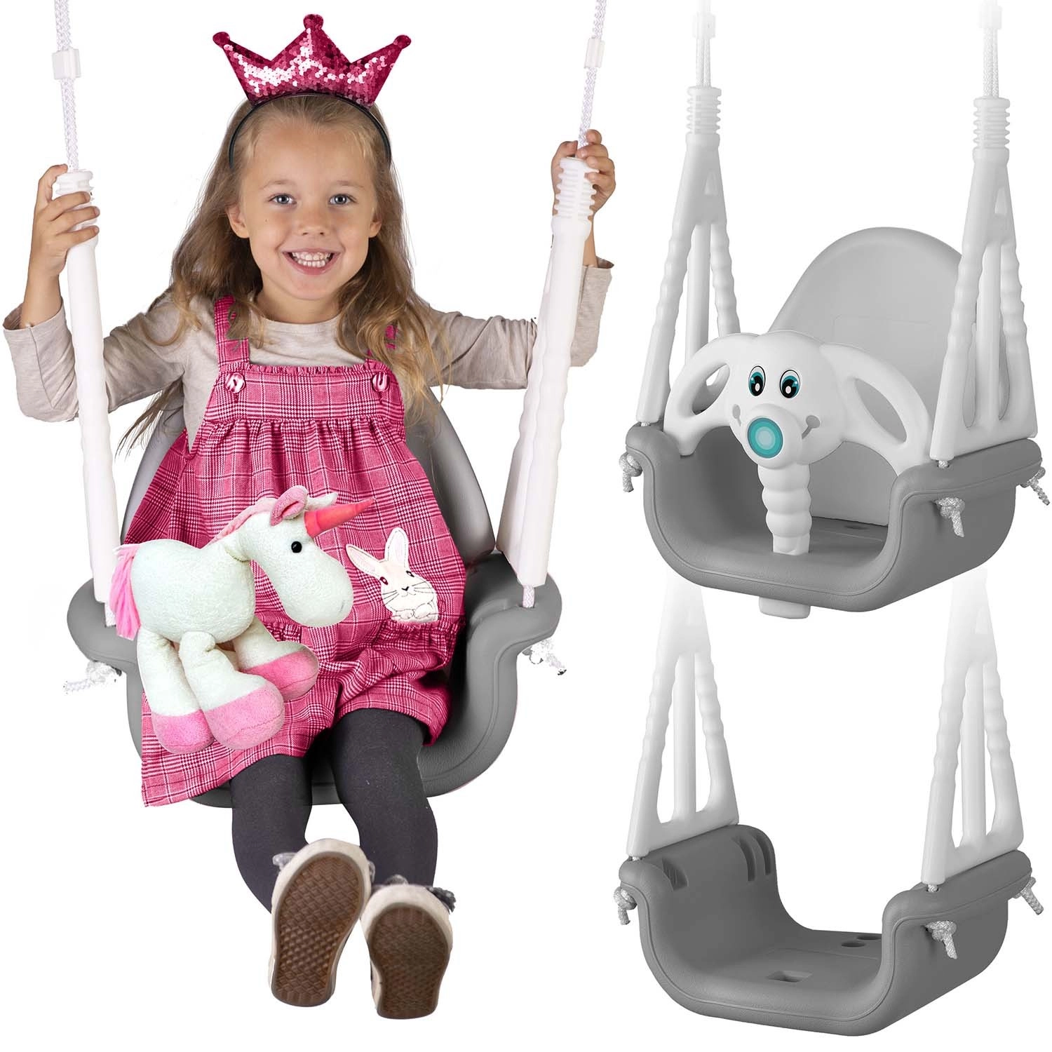 E-shop Ricokids Swing Elephant 3in1 šedá a biela