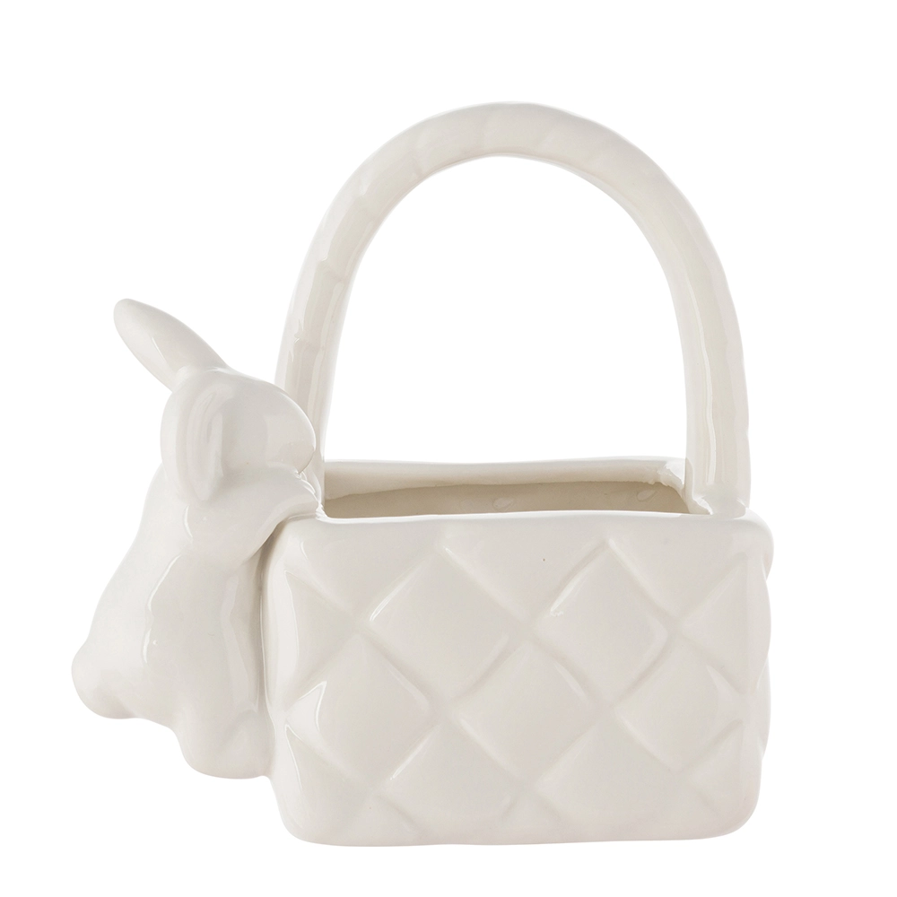 E-shop Dekoratívny košíček so zajačikom 11 × 8 × 11,5 cm