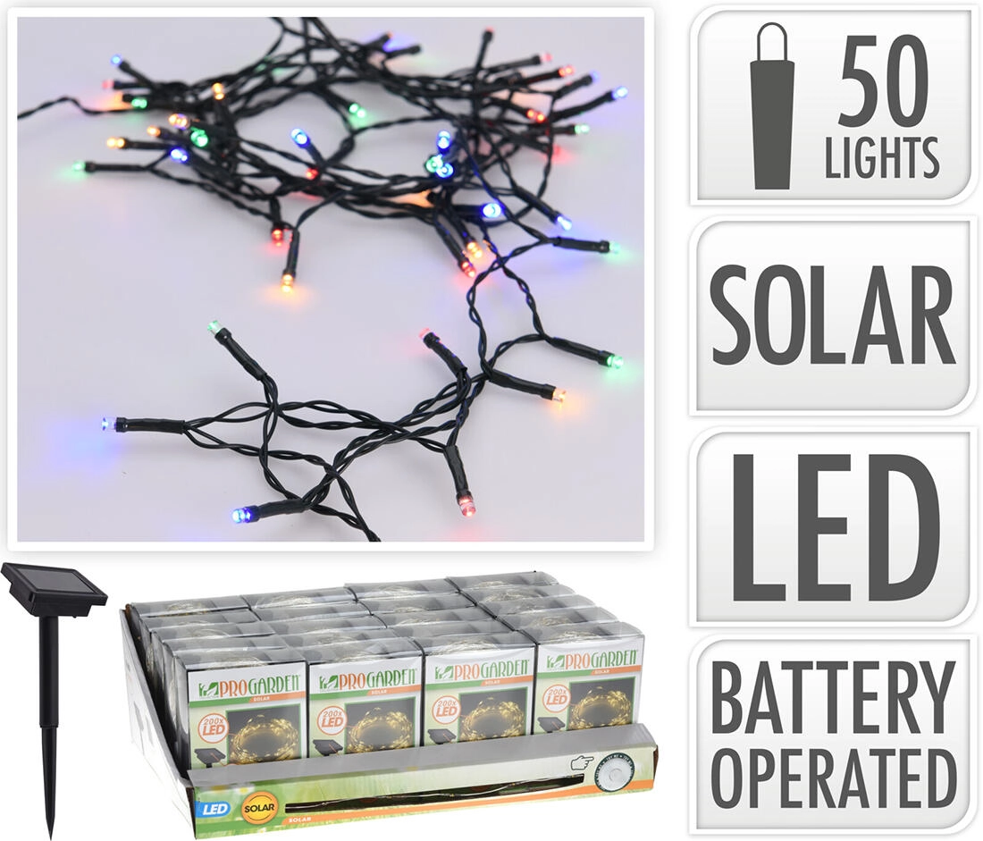 HOME ELEMENTS Solárna svetelná reťaz 50 LED farebná