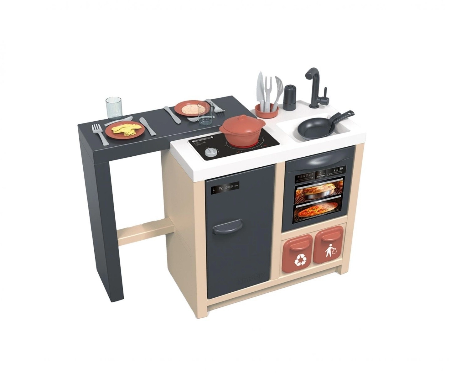 E-shop Smoby Kuchynka ostrovček s magickými cestovinami Kitchen Island 360° obojstranná s otvárateľnou rúrou a úložným priestorom 23 doplnkov