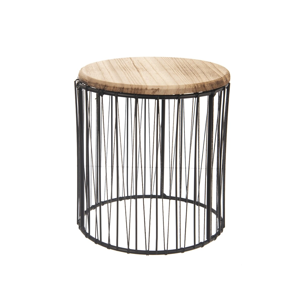 E-shop Malý okrúhly odkladací stolík drevo a kov 19 × 21 cm