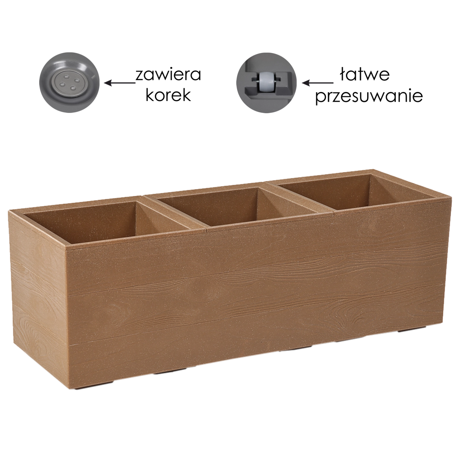 E-shop Kvetináč Lamela Karo Eco Wood s imitáciou dreva na kolieskach 39 l