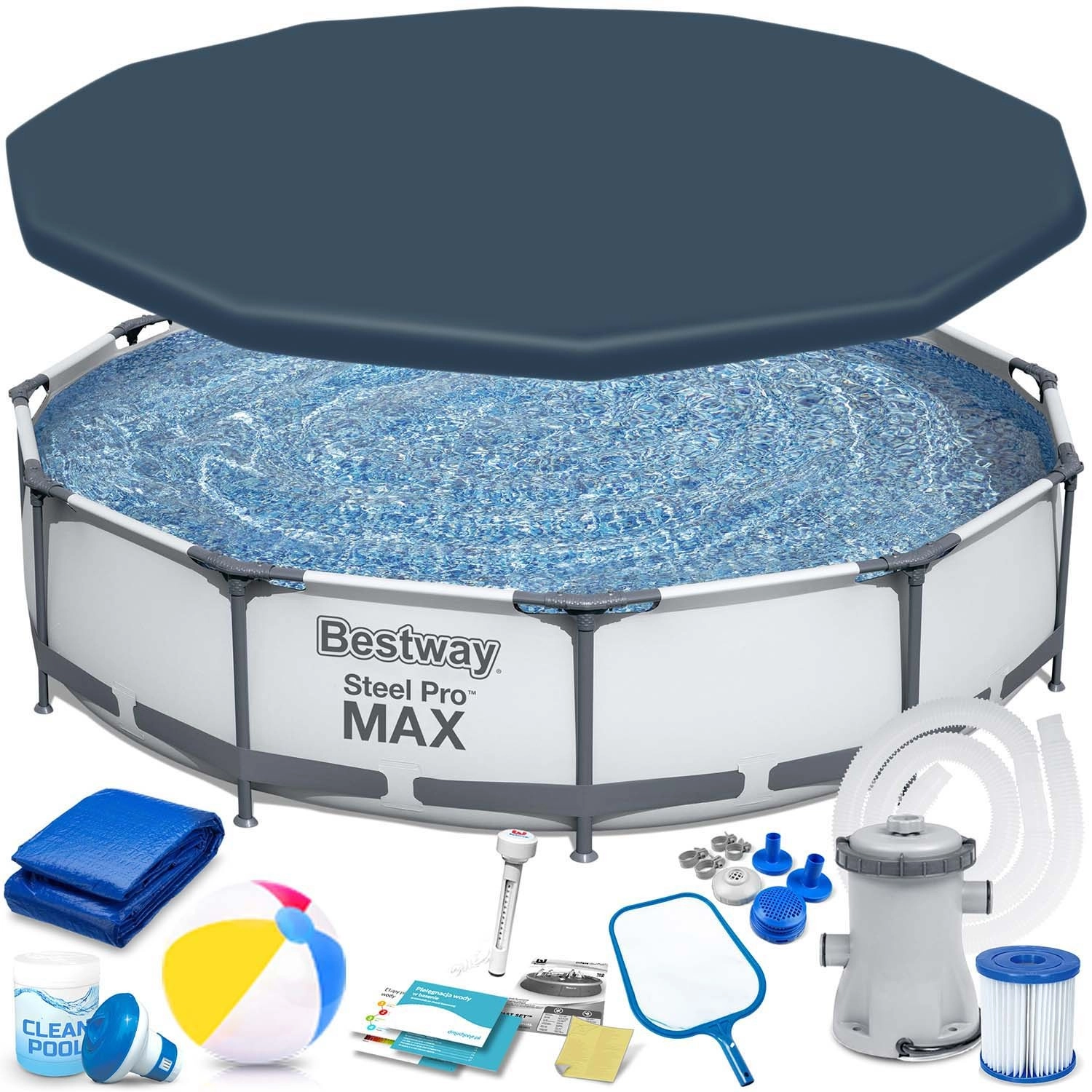 E-shop Záhradný bazén s kovovým rámom 366 × 76 cm BESTWAY Steel Pro MAX set 16v1
