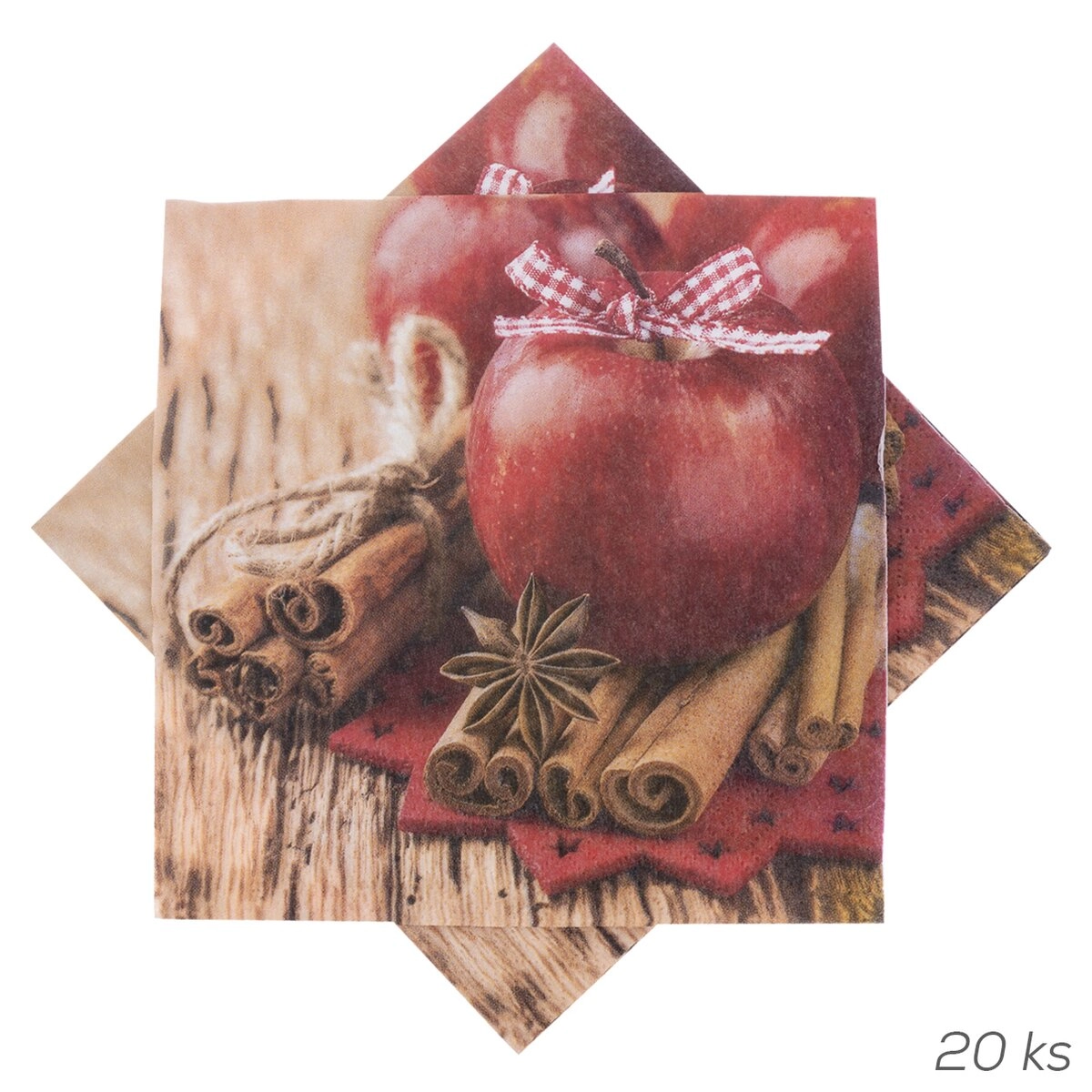 E-shop Papierové obrúsky s motívom jabĺčok 33 × 33 cm 20 ks