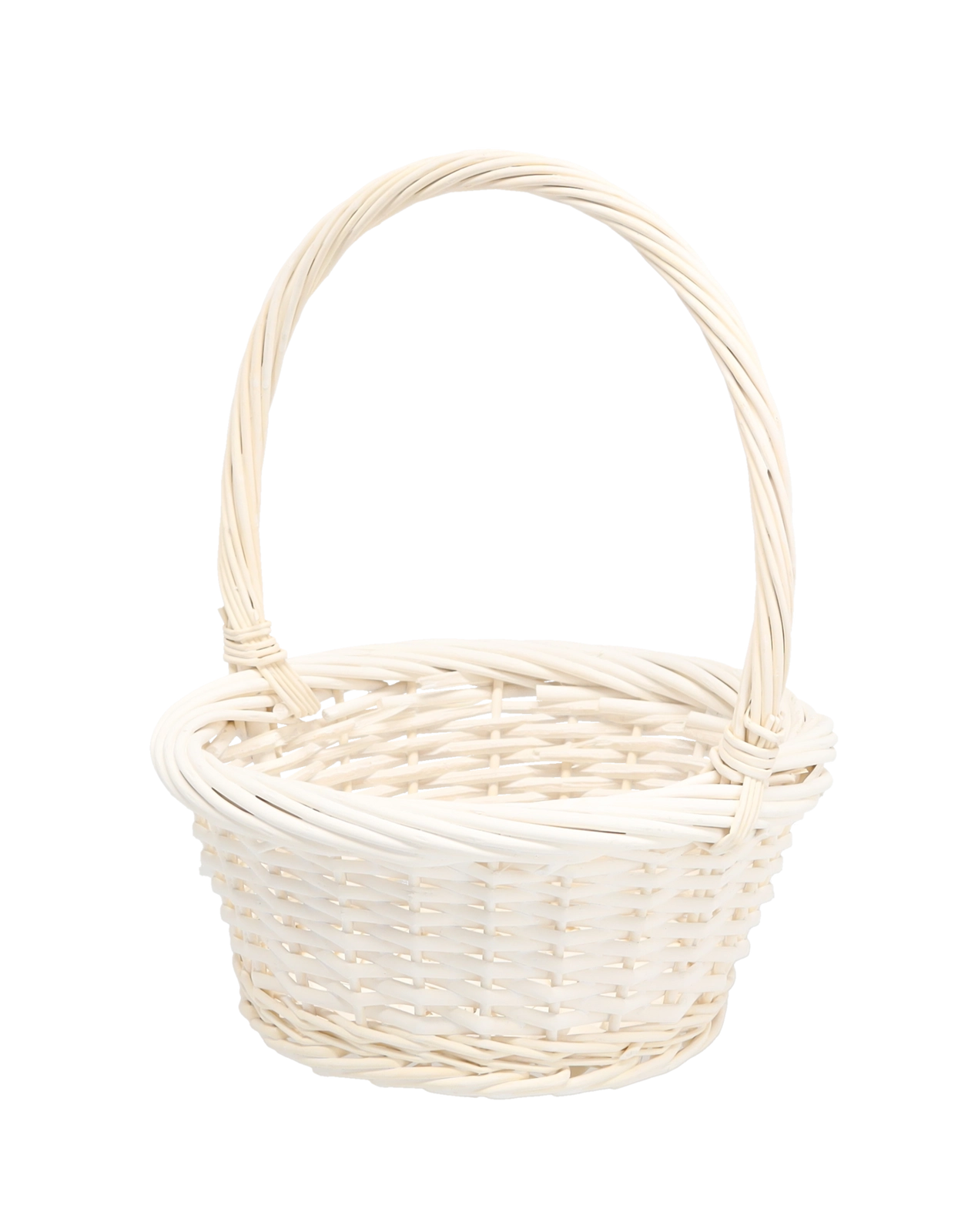 E-shop Biely ratanový košík s rukoväťou 25 × 25 × 12/31 cm