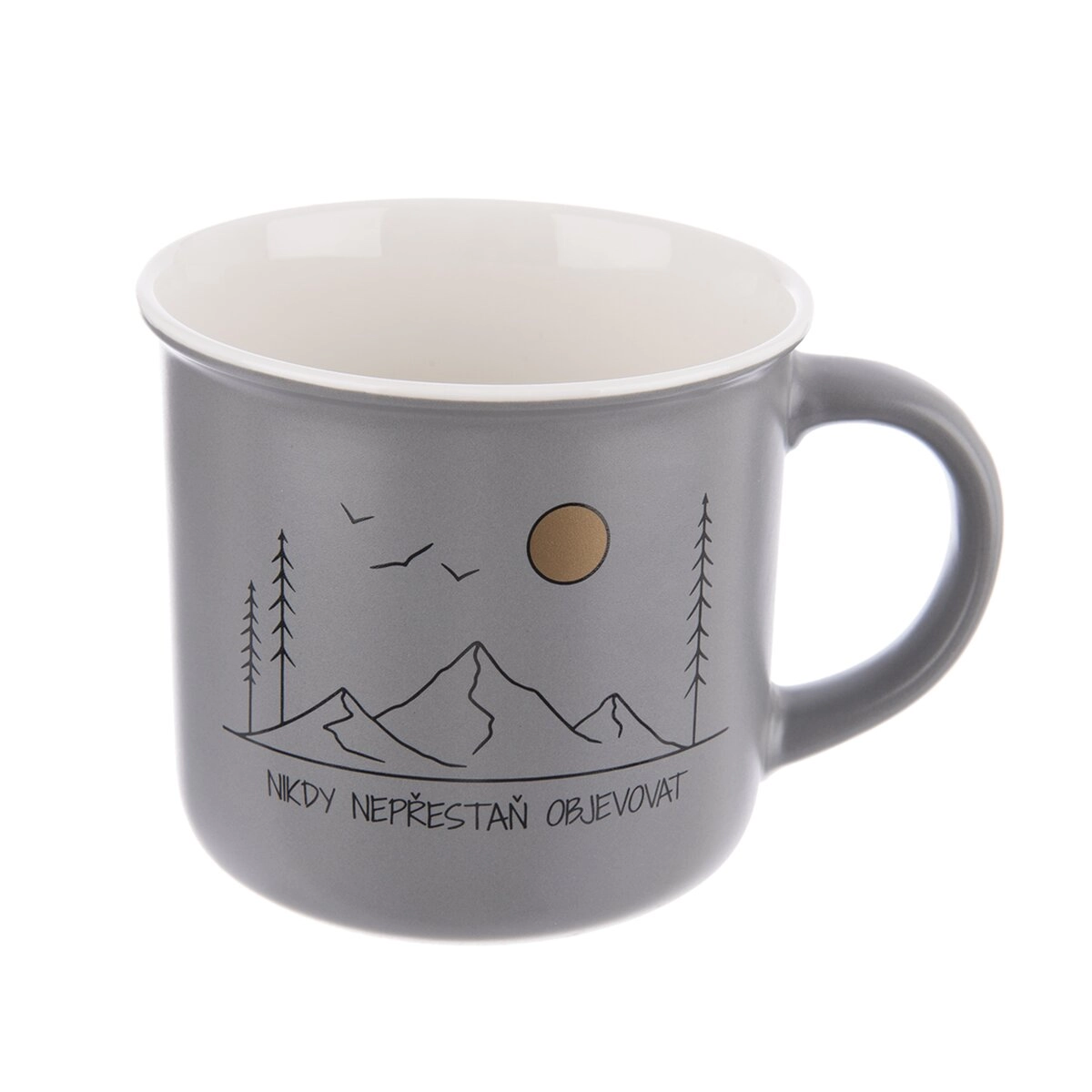 E-shop Cestovný hrnček 0,4 l sivý s motívom CZ