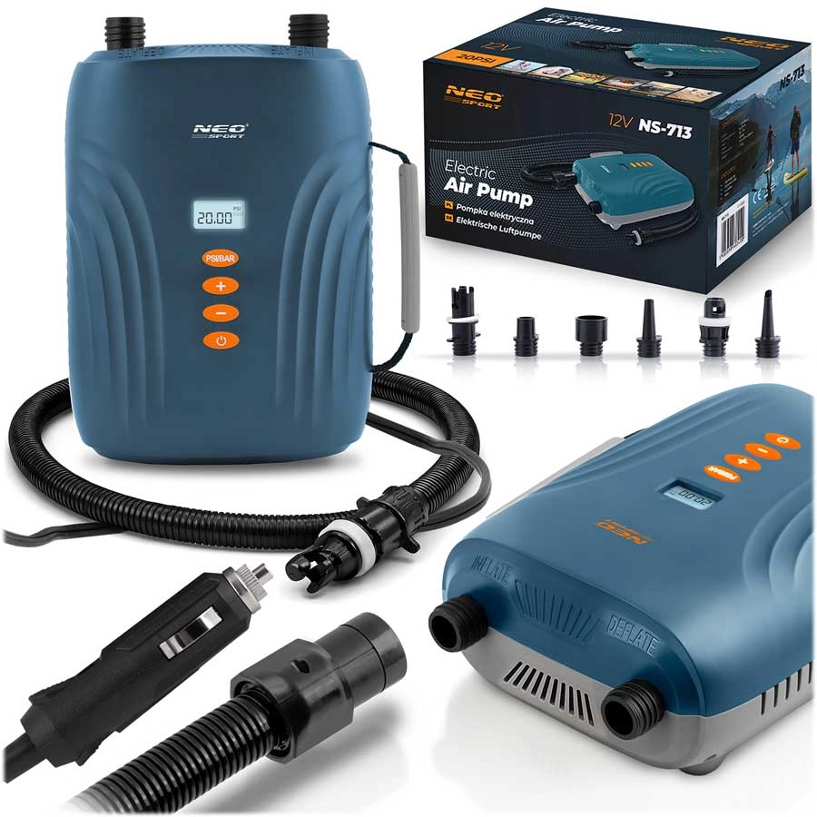 Elektrická pumpa na SUP, matrace a člny 12 V so 6 nadstavcami NEO-SPORT