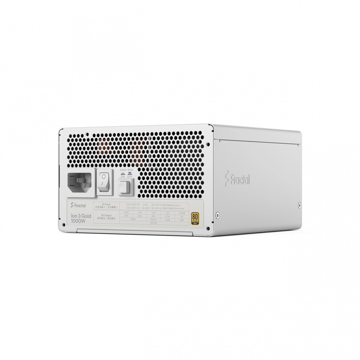 E-shop Fractal Design Ion 3 Gold 1000 W 80 Plus Gold – biely plne modulárny zdroj