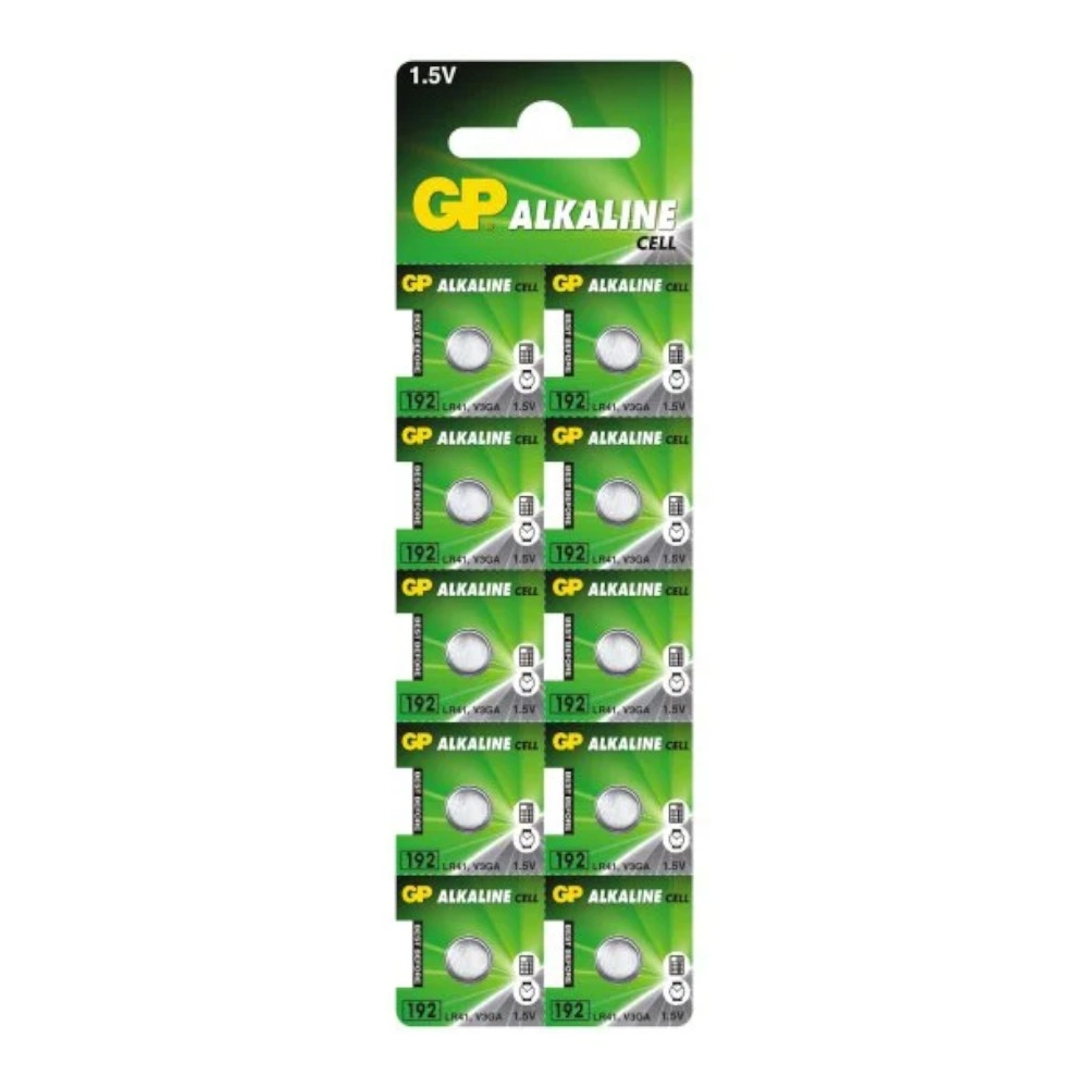 Alkalické gombíkové batérie GP LR41 10ks