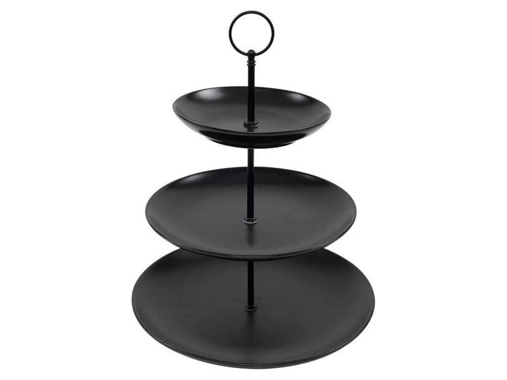 E-shop Etažér na cukrovinky, 3-poschodový, čierny (16/21/26 cm)