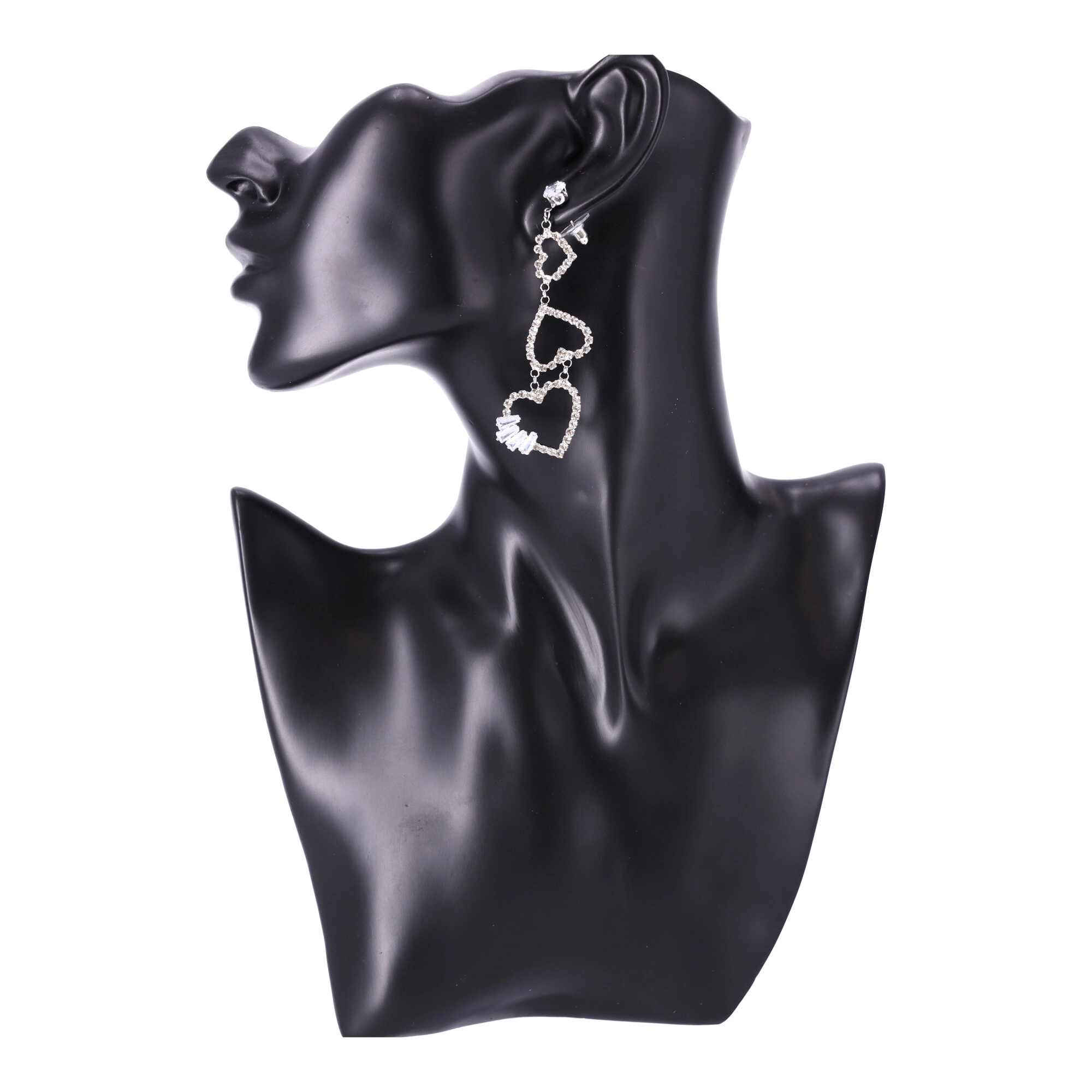 Dlhé náušnice so srdiečkami - striebro