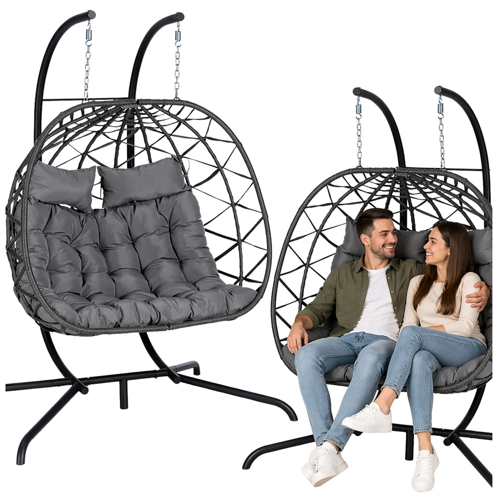 E-shop Závesné záhradné kreslo pre dve osoby Lean sivé