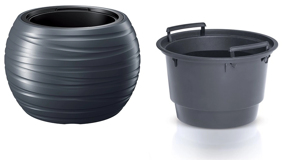 E-shop Prosperplast MAZE Kvetináč guľa s vkladom 39,6cm, antracit DBMZK400
