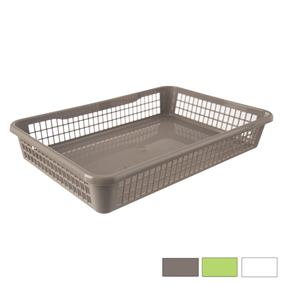 E-shop Plastový organizér – nízky košík 38,5 × 25,5 × 6,5 cm (mix farieb)