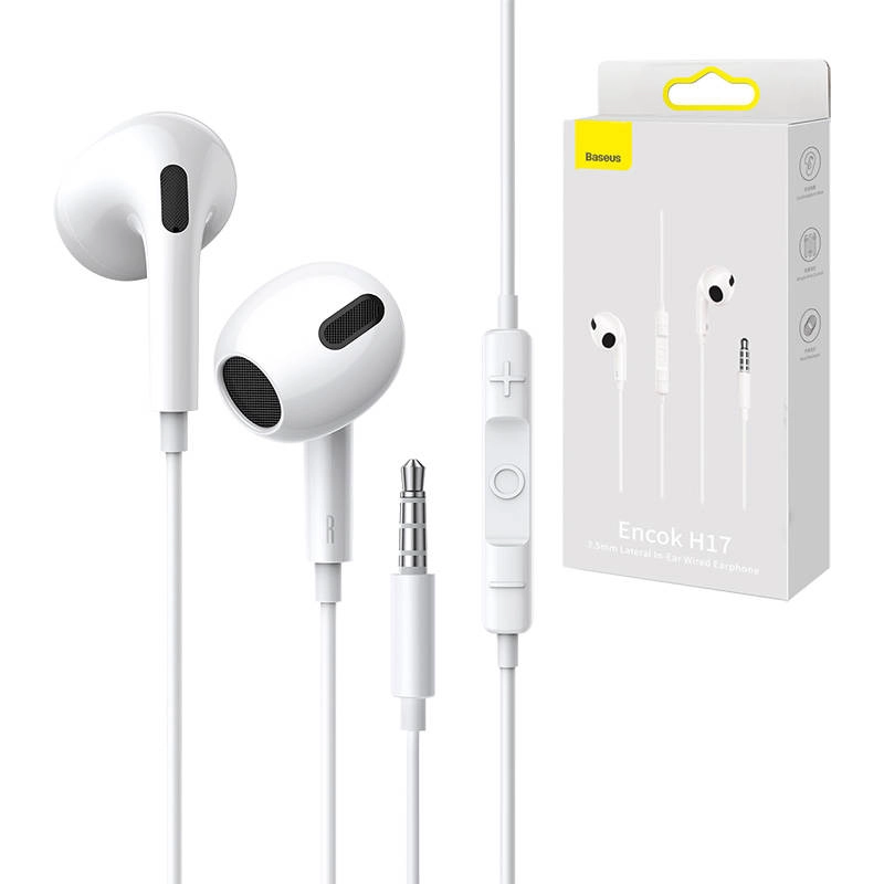 E-shop Drôtové slúchadlá BASEUS Encok H17 s mikrofónom (biele)