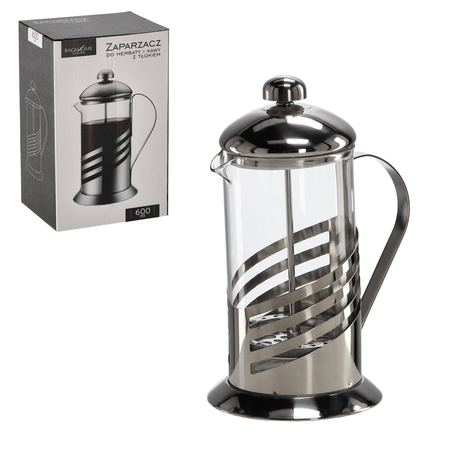 E-shop French press s piestom 600 ml z borosilikátového skla