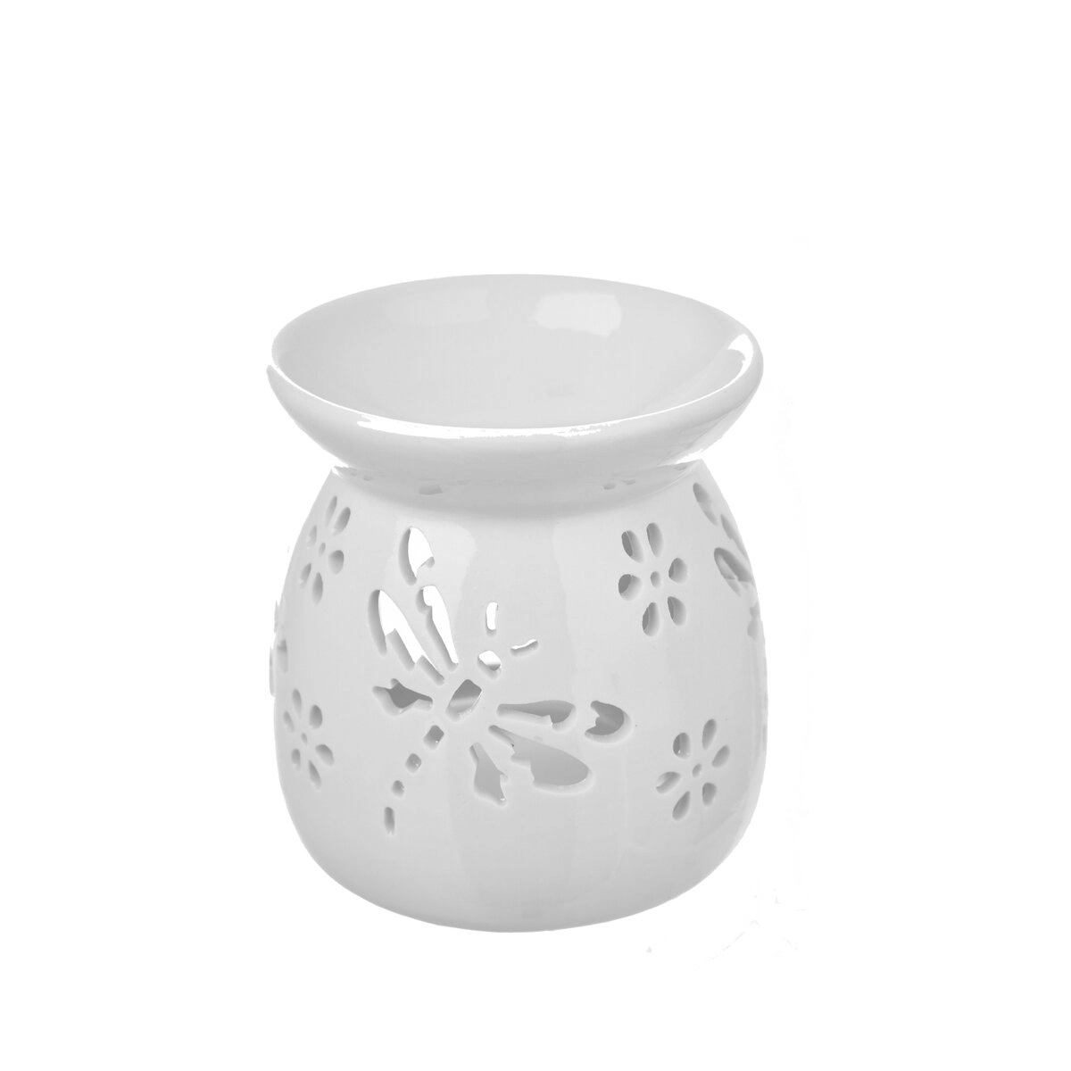 E-shop Porcelánová aromalampa biela s motívom vážky