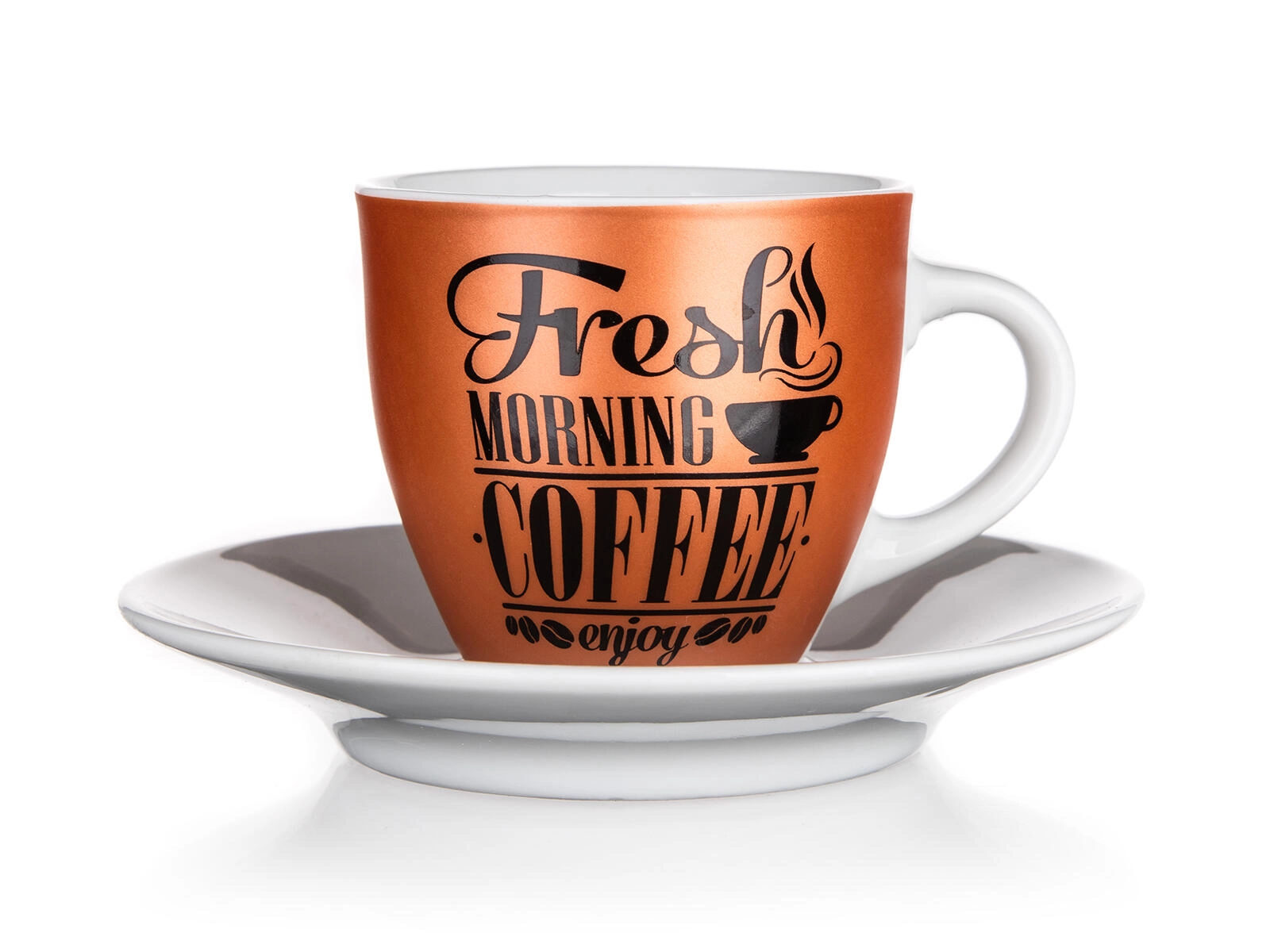 E-shop Šálka s podšálkou 90 ml FRESH MORNING COFFEE keramická
