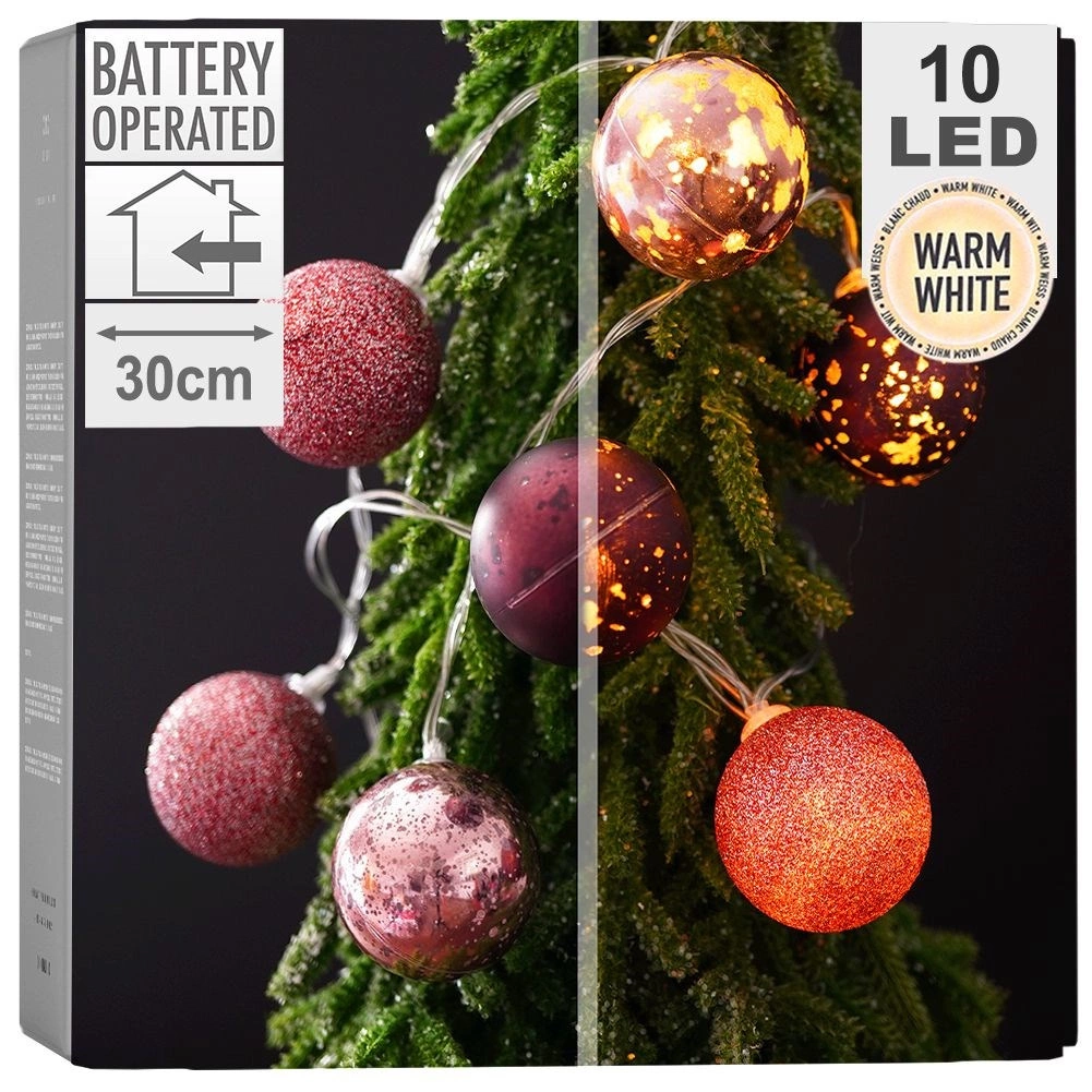E-shop Svetielkujúce vianočné guľôčky 10 LED fialové 4 cm