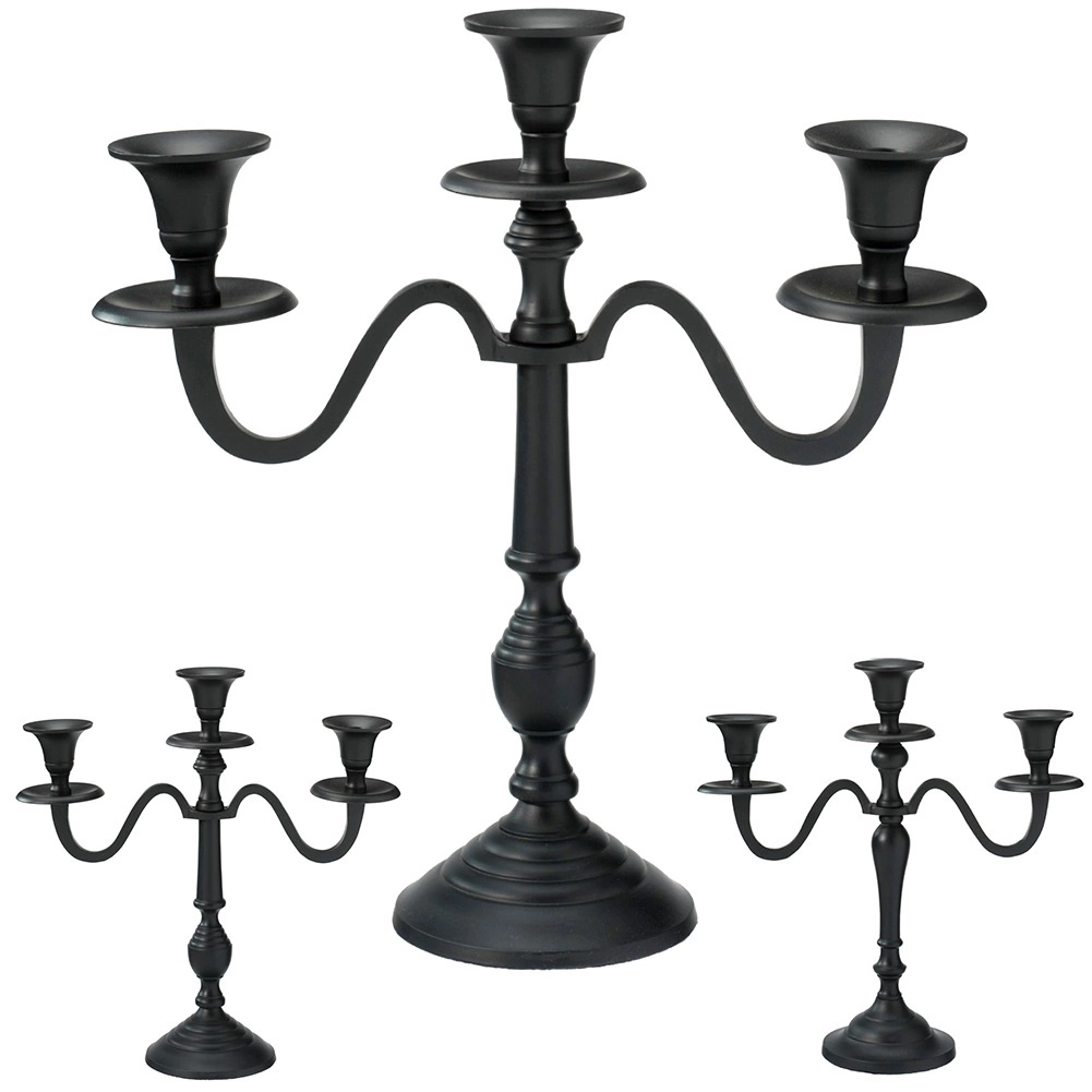 E-shop Čierny trojramenný kandeláber 30 cm