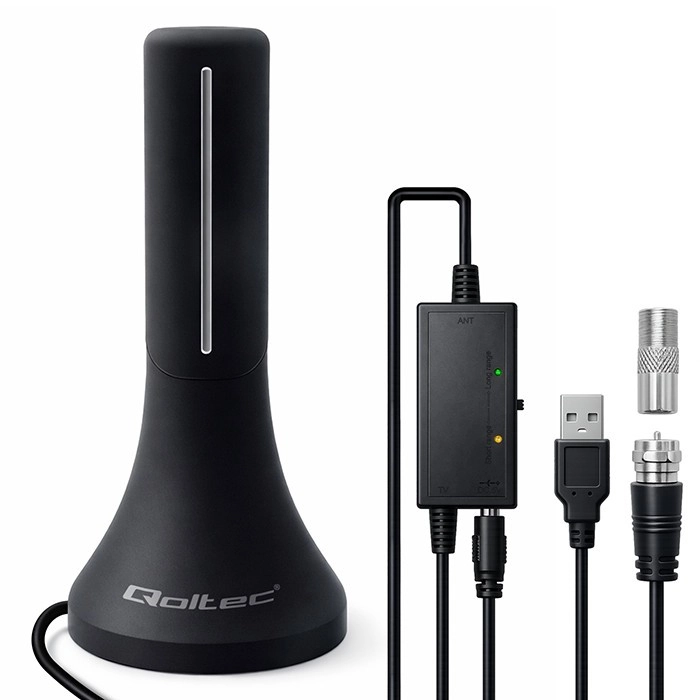 Vnútorná DVB-T/T2 anténa so zosilňovačom, 4K, vysoký zisk 32 dBi, kábel 4 m