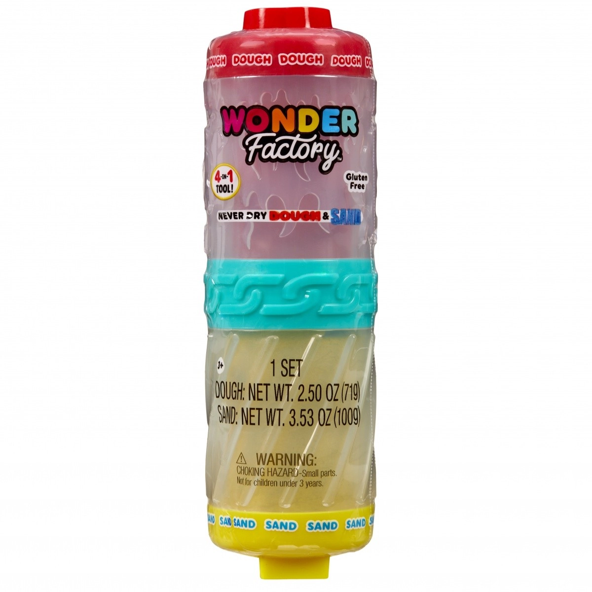 Modelovacia hmota a kinetický piesok WONDER FACTORY Never Dry – červená a žltá