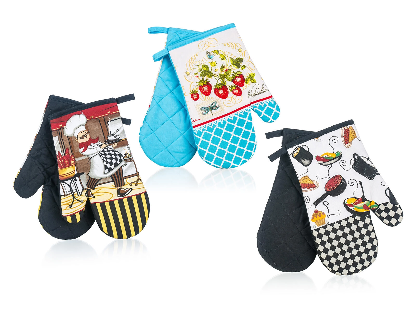 E-shop Kuchynské chňapky s magnetom, 27 × 17 cm, sada 2 ks, mix dekorov