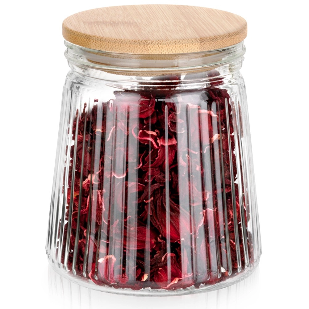 Sklenená dóza na sypké potraviny s bambusovým viečkom a tesnením 700 ml