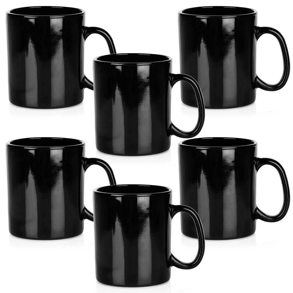 E-shop Čierne sklenené hrnčeky 300 ml, sada 6 ks
