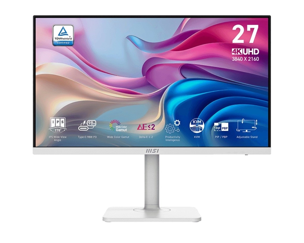 Monitor 27 palcov Moderný LED UHD Plochý 60Hz biely