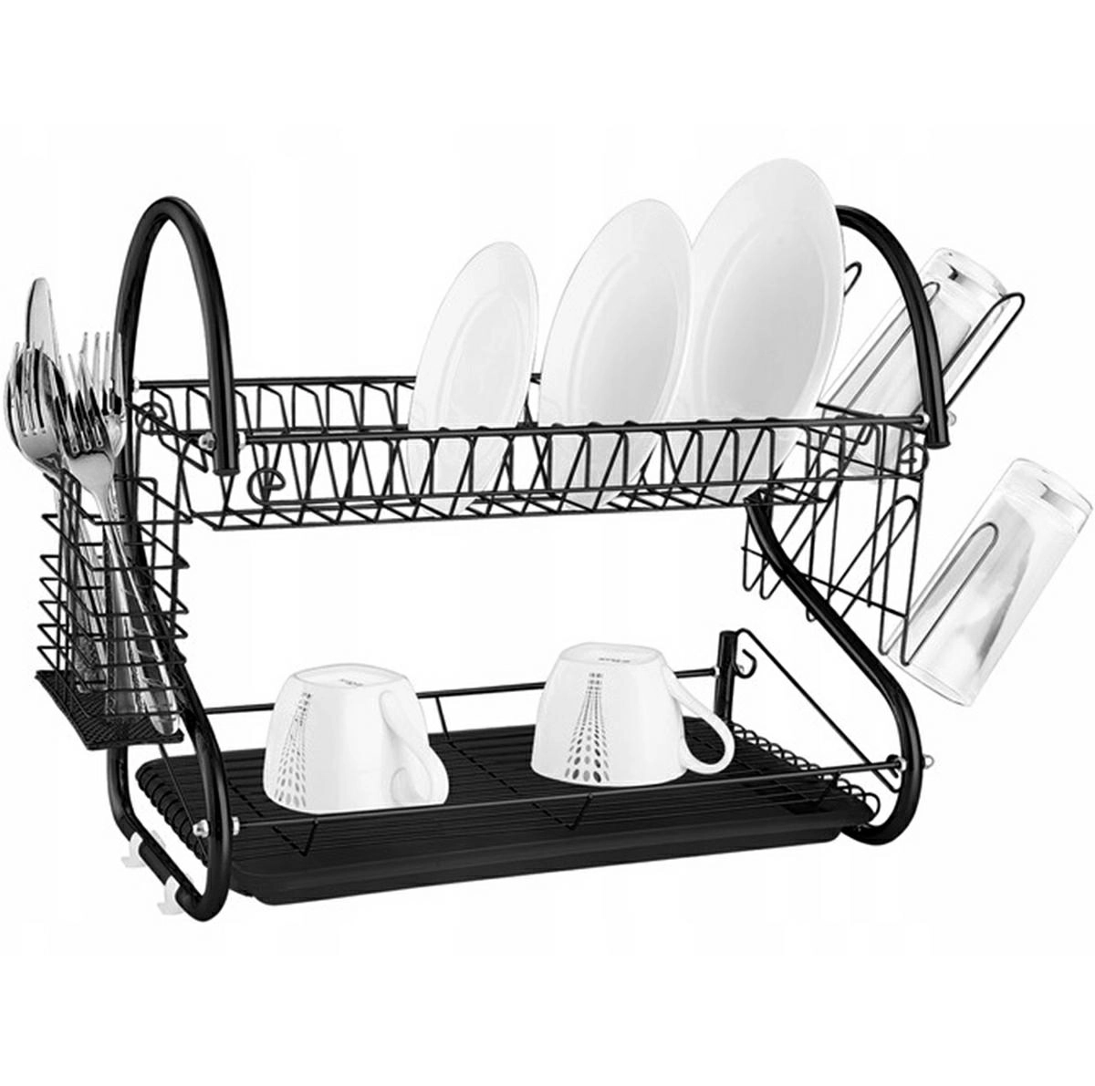 Dvojposchodový odkvapkávač na riad čierny