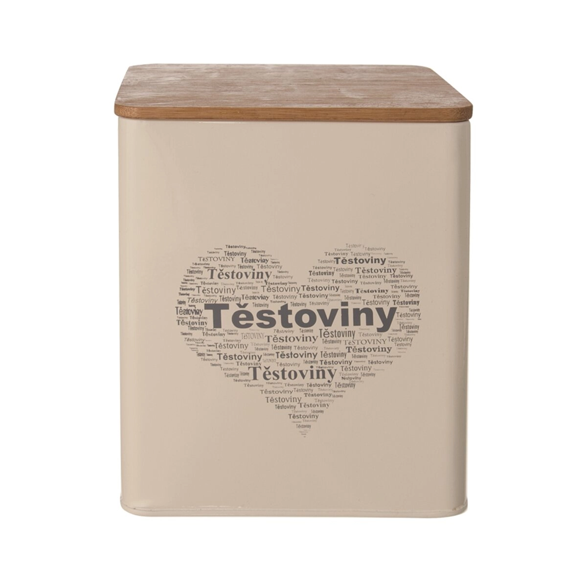 E-shop Plechová/drevená dóza na cestoviny s motívom srdca