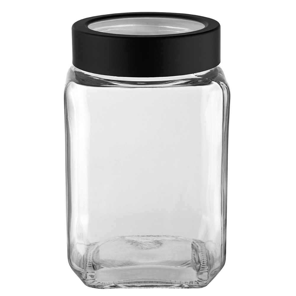 E-shop Altom Design sklenená štvorcová dóza s viečkom 700 ml, čierna