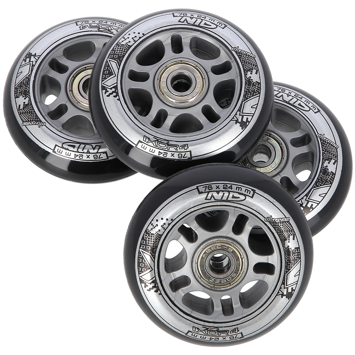 E-shop Sada koliesok na inline korčule 76 × 24 mm s ložiskami ABEC 9 NILS EXTREME