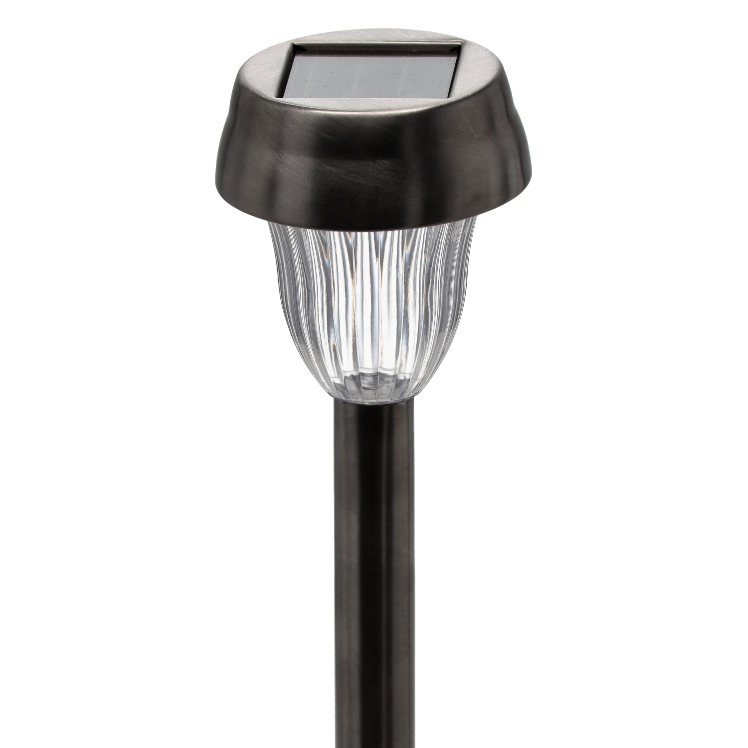 E-shop Solárna záhradná lampa MINO 36 cm, studená biela, nehrdzavejúca oceľ