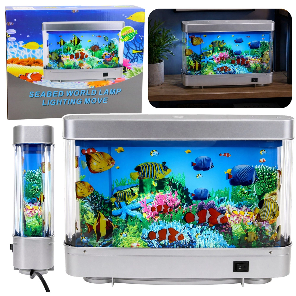 E-shop Dekoratívna LED nočná lampička akvárium s pohyblivými rybičkami 3D
