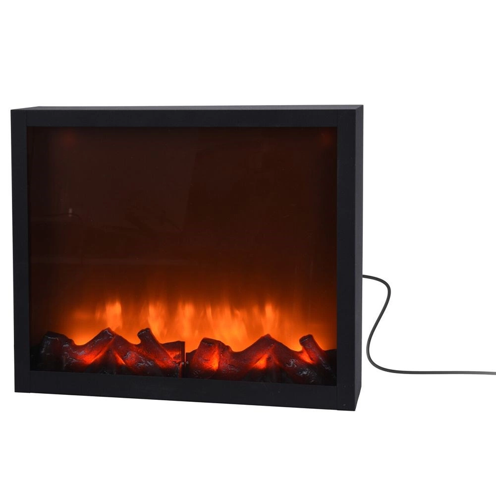 Elektrický LED krb, kovový, čierny, 41 × 25 cm