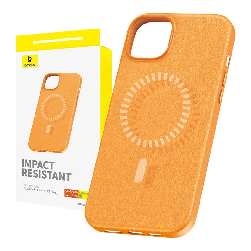 E-shop Baseus Fauxther Series Magnetické iPhone 15 Plus oranžové