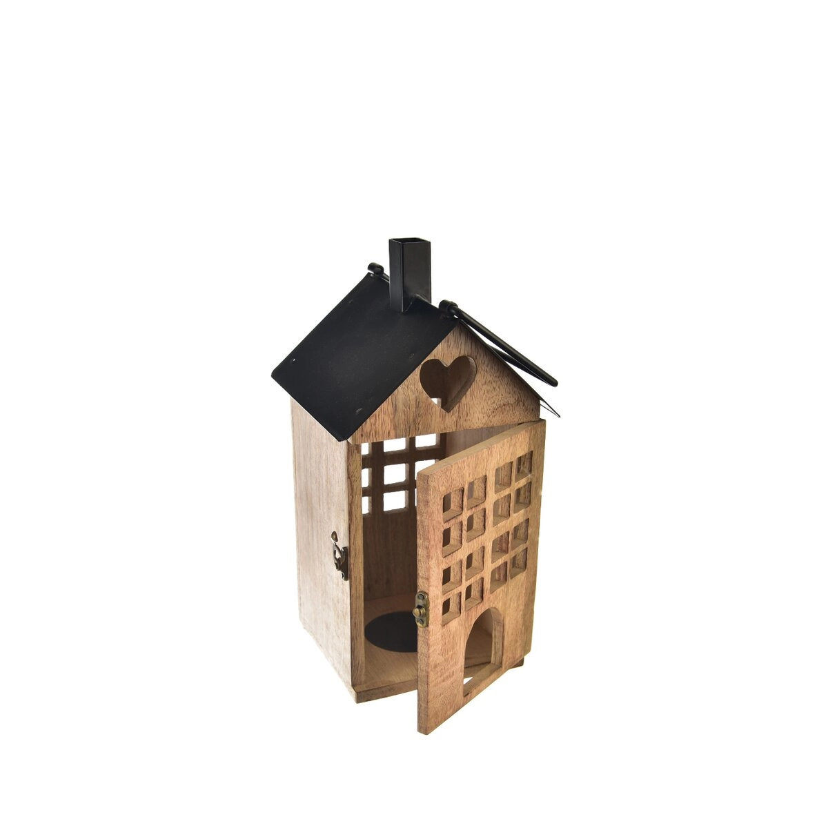 E-shop Lampáš z mangového dreva a kovu Black 18 × 18 × 36 cm