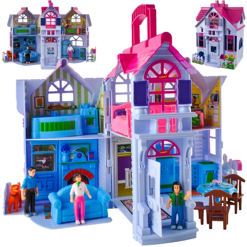 Skladací domček pre bábiky so 6 miestnosťami a nábytkom