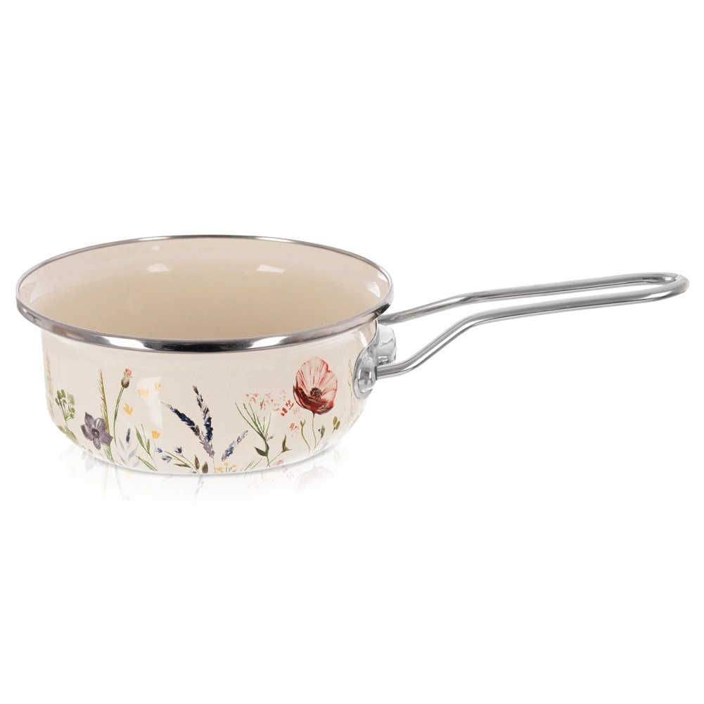 E-shop Smaltovaný rendlík krémový s motívom makov 16 cm, 950 ml