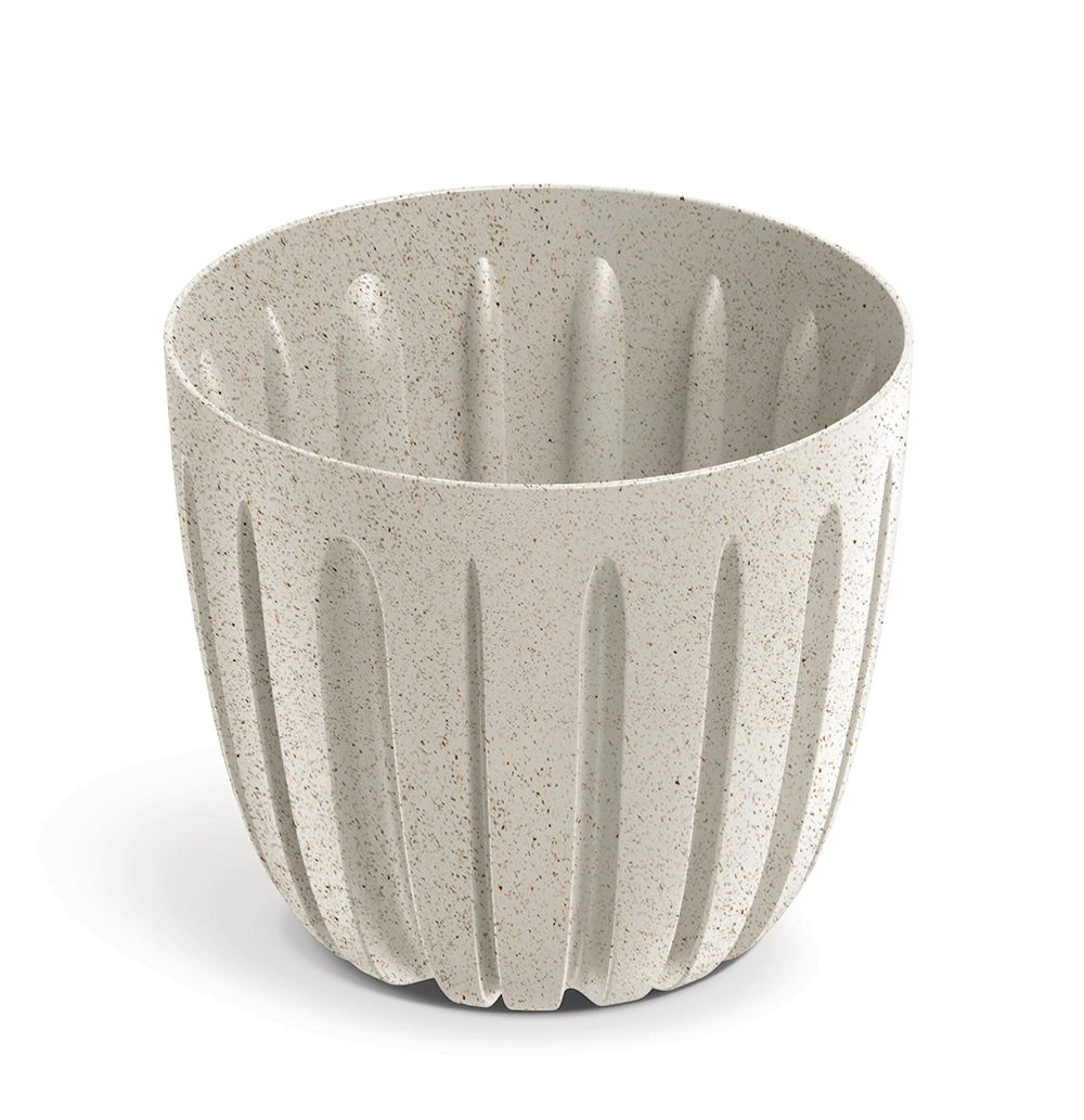 E-shop Prosperplast Plastový kvetináč WARIOS ECO WOOD biely matný, 13,8 cm