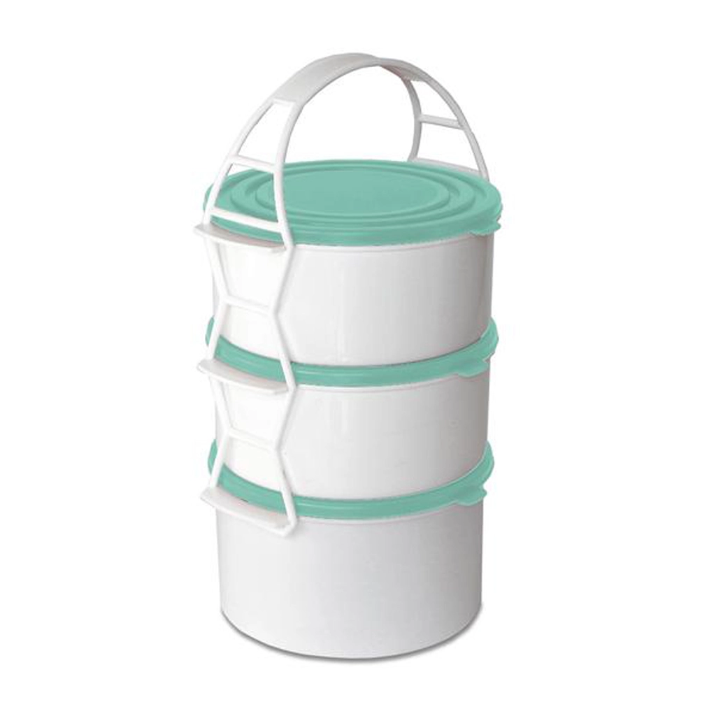 E-shop Plastový obedár 2x1,3l + 1,7l MIX farieb viečok