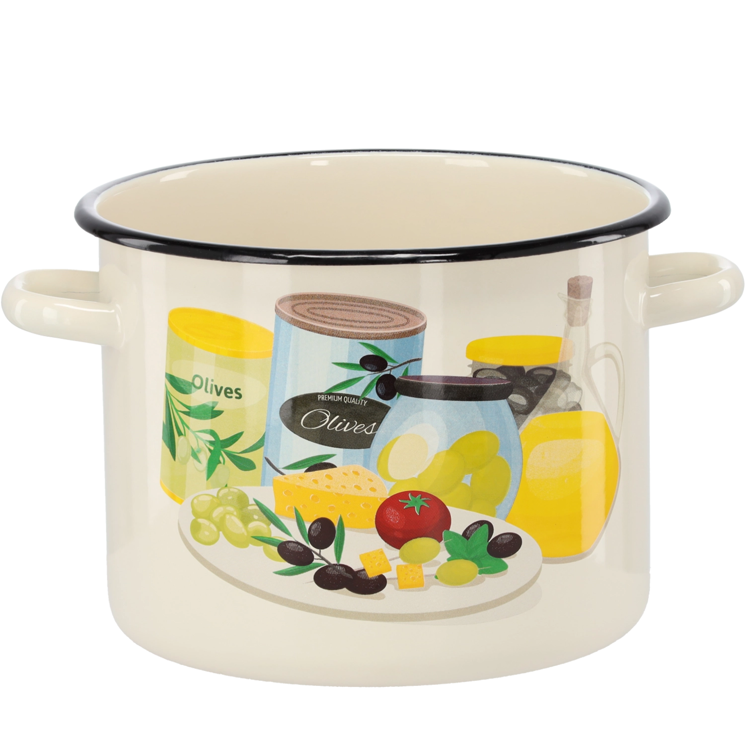 E-shop CHOMIK SMALTOVANÝ HRNIEC 5,5 L 22 CM KRÉMOVÁ OLIVKA 7473