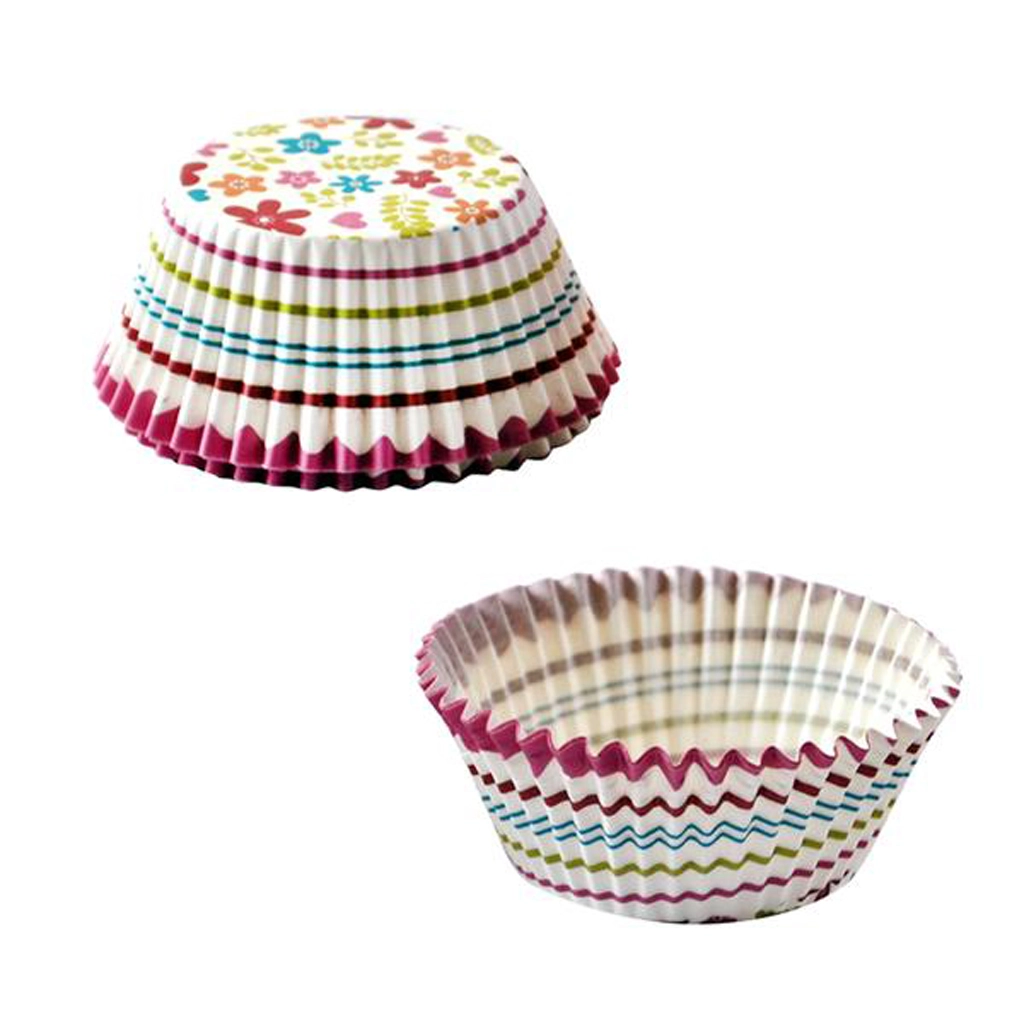 Papierové košíčky na muffiny TORO, 60 ks, motív kvietky