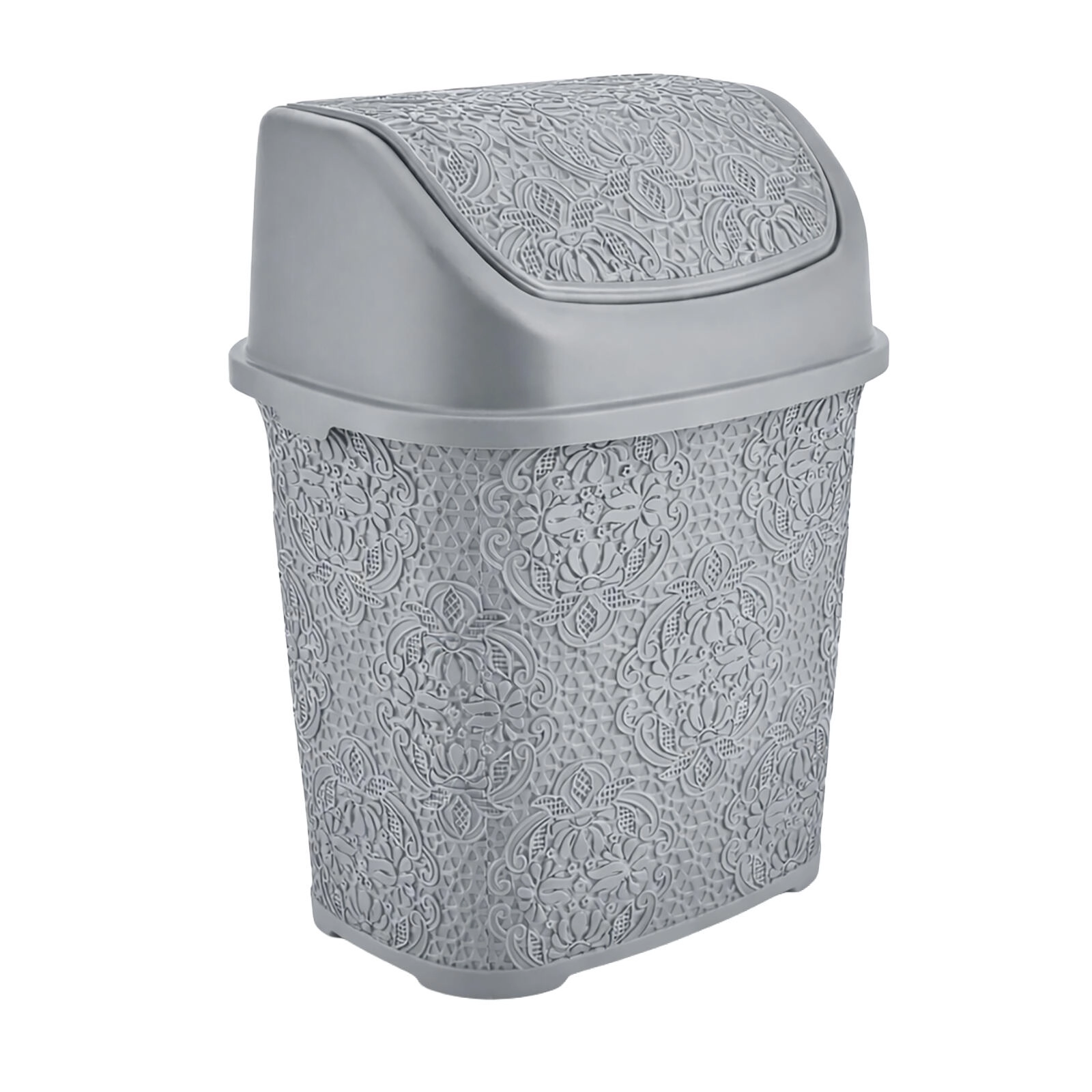 Výklopný odpadkový kôš 6 l plastový, obdĺžnikový, svetlosivý